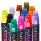 12 Colors Jumbo Graffiti Markers, Large 15mm Felt Tip Waterproof Permanent Acrylic Paint Pens Colored Markers for Rock Painting, Wood, Canvas, Glass, Plastic, Ceramics, Fabric and Outdoor Paintings
