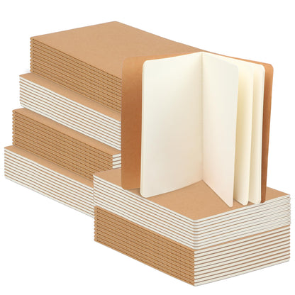 60 Packs Kraft Small Blank Notebooks, Unlined Mini A6 Journals Bulk, Blank Notepads for Kids Students School Office, Traveler Sketching, Drawing, Writing Supplies, 5.5" x 4", 30 Sheets/60 Pages
