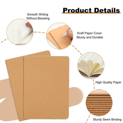 60 Packs Kraft Small Blank Notebooks, Unlined Mini A6 Journals Bulk, Blank Notepads for Kids Students School Office, Traveler Sketching, Drawing, Writing Supplies, 5.5" x 4", 30 Sheets/60 Pages