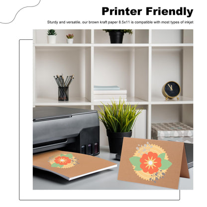 20 Sheets Cardstock Paper 8.5" x 11", 230gsm/ 85 Lb Heavyweight Cover Card Stock for Printer, DIY Crafts, Greeting Cards Making, Invitations, Scrapbooking, Drawing (Brown, 8.5"x11")