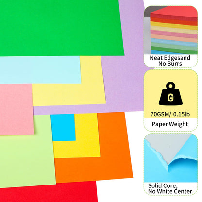 300 Sheets Coloured Paper, 8.5" X 11" Handmade Copy Paper (10 Colors) Double Sided Colored Origami Paper Pastel Paper Cardstock for Kids DIY Art Crafts School Office Colorful Projects (70GSM)