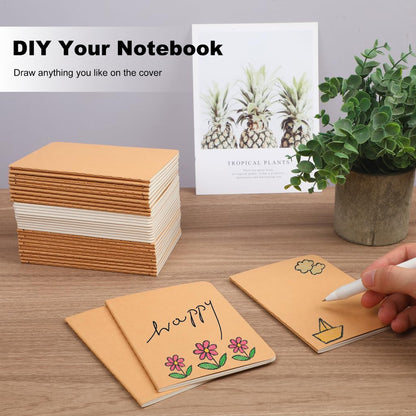 60 Packs Kraft Small Blank Notebooks, Unlined Mini A6 Journals Bulk, Blank Notepads for Kids Students School Office, Traveler Sketching, Drawing, Writing Supplies, 5.5" x 4", 30 Sheets/60 Pages
