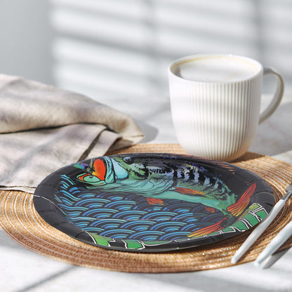 50 Pieces Gone Fishing Party Plates Little Fisherman Gone Fishing Themed Supplies Disposable Plates Fishing Birthday Party Dessert Dinner Plate for Ofishally One Birthday Decorations(7",9")